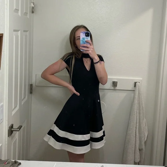 blue dress for baby girl Sweetheart Black Mirror Glass A-line Short Princess Homecoming Dress